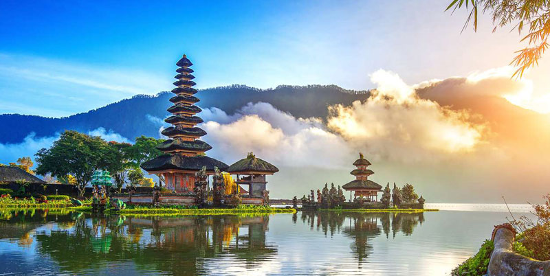 Bali temple on lake