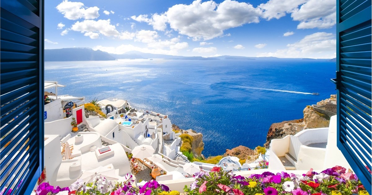 Santorini window view
